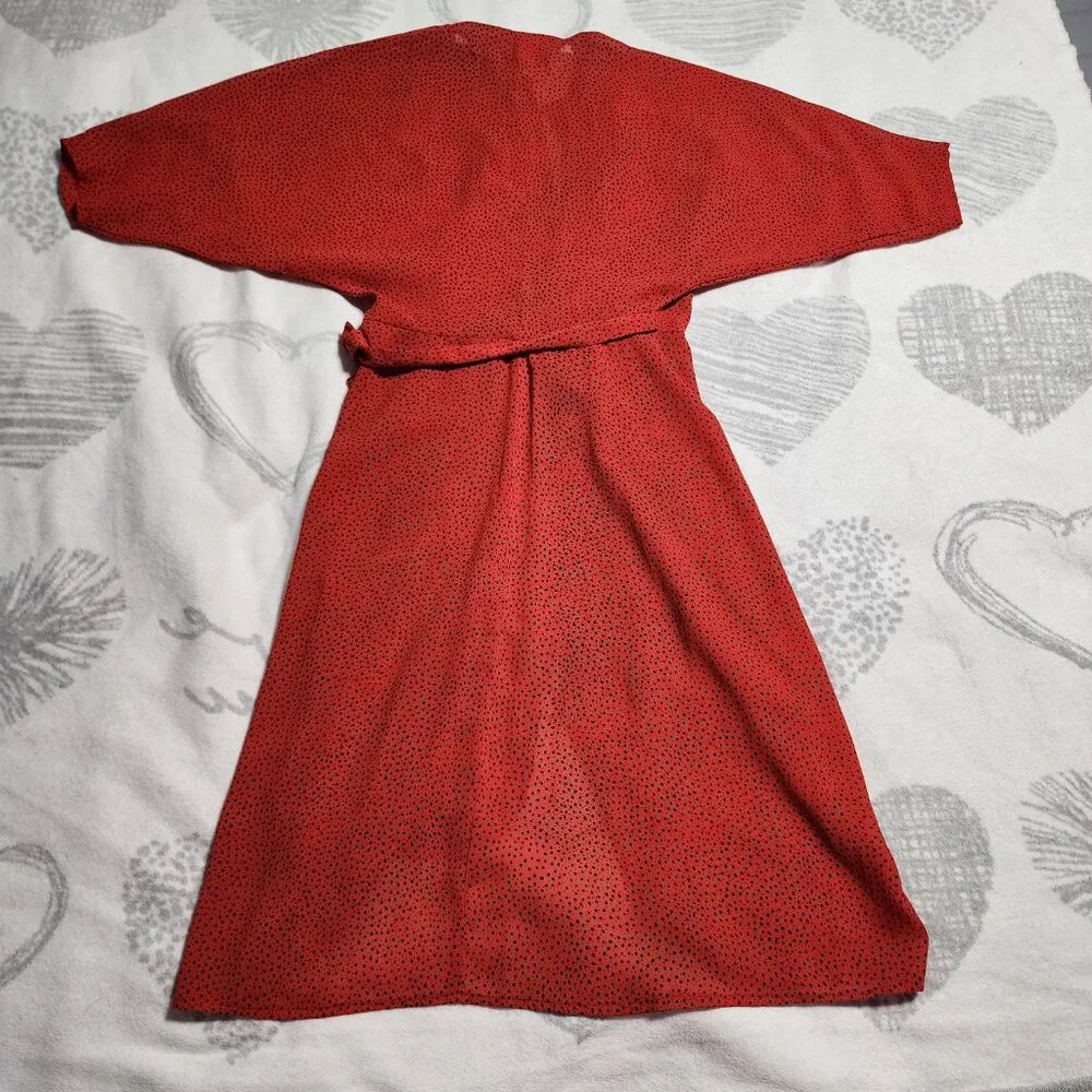 Vintage 1980's Rated PG Red Wrap Dress - Size‎ 5/6 - Picture 4 of 4